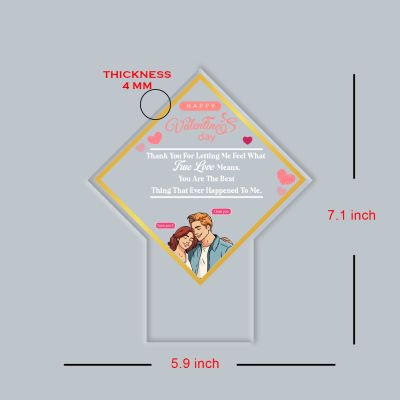 Acrylic Led Lamp Romantic Gift for Couples | Warm White Light Gift Item for Wedding, Anniversary, Birthday & Valentine's Day (Happy Valentines Gift)